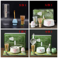 Ensemble de thé matcha personnalisé avec logo, 4, 7 ou 9 pièces, bol en céramique, fouet en bambou, kit complet pour la préparation du matcha, boîte cadeau pour l'utilisation avec du café