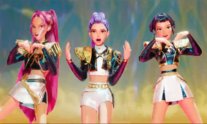 Costume de Cosplay pour Enfants Chasseuse de Sorcières K-Pop, Tenue <span class=keywords><strong>Zoe</strong></span> Rumi Golden Song Noir et Or, Ensemble Transfrontalier - Product Image 6