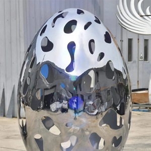 Bán Buôn Hiện Đại Lớn Bạc Thép Không Gỉ Rỗng Trứng Bức Tượng Điêu Khắc Cho Ngoài Trời Trang Trí Sân Vườn - Product Image 4