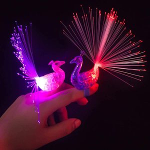 Nicro Jouets créatifs pour enfants, Cadeau, Marché nocturne, Accessoires, Lampe à doigt lumineuse, <span class=keywords><strong>Anneau</strong></span> lumineux en fibre optique Paon - Product Image 5
