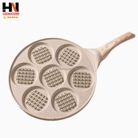 Poêle à petit-déjeuner multifonction 7-en-1 à fond plat, pour œufs, hamburgers, en aluminium, avec 7 trous, en promotion