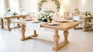 Mesa de <span class=keywords><strong>boda</strong></span> estilo Mid-Century blanqueada para bodas, eventos, fiestas y <span class=keywords><strong>alquiler</strong></span> premium - Product Image 3
