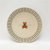 Série de dessins animés pour enfants vaisselle en céramique motif ours brun assiette en porcelaine bol ensemble cadeau dîner ensemble