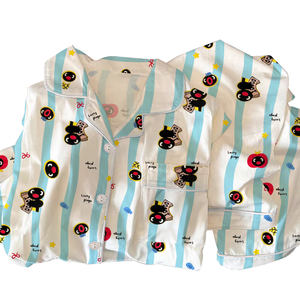 Pijamas <span class=keywords><strong>de</strong></span> dibujos animados <span class=keywords><strong>de</strong></span> <span class=keywords><strong>pingüino</strong></span> a rayas Top y pantalones <span class=keywords><strong>de</strong></span> manga larga para <span class=keywords><strong>mujer</strong></span> Homewear Conjunto <span class=keywords><strong>de</strong></span> dos piezas al por mayor - Product Image 1