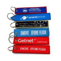 Porte-clés d'aviation tissé double face personnalisé en gros étiquette de voiture