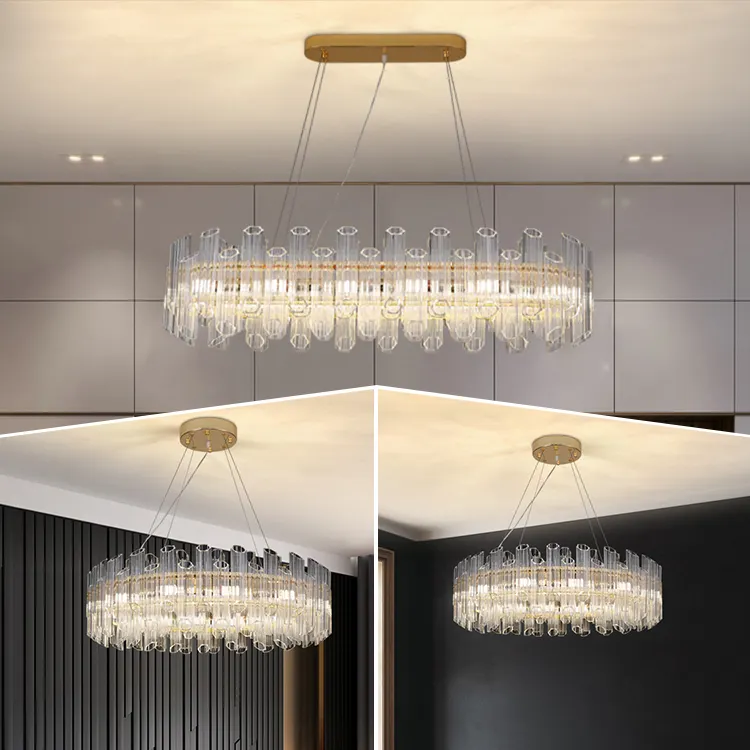 Lustre LED doré en cristal au design moderne, produit de luxe, éclairage d'intérieur, luminaire décoratif de plafond, idéal pour un salon ou un hôtel