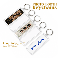 1x3 Fotoğraf Şeridi Anahtarlık Seti 25x75mm Boş Şeffaf Akrilik Fotoğraf Çerçevesi, Suni Deri Kayışlı, Fotoğraf Kabini Malzemeleri için Kesici