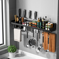 Étagère de cuisine sans poinçon, vente en gros, porte-couteau multifonctionnel mural, étagère de rangement des fournitures murales ménagers