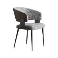 Chaises de salle à manger Hover Back, fixation à boulon central et assise en tissu tweed gris pour hôtel de charme, chambre d'hôtes, club, restaurant, café, bar