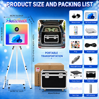 Cabina de Fotos a Color de 15.6 Pulgadas con Bandeja para Impresora, Cabina de Fotos DSLR con Pantalla Táctil, Cámara Selfie Portátil