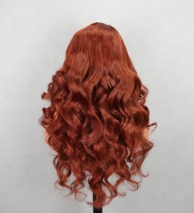 Perruque frontale en dentelle 13*6 pré-coupée sans colle, cheveux humains vierges ondulés, <span class=keywords><strong>couleur</strong></span> brun roux, brun <span class=keywords><strong>auburn</strong></span> <span class=keywords><strong>cuivré</strong></span> - Product Image 4