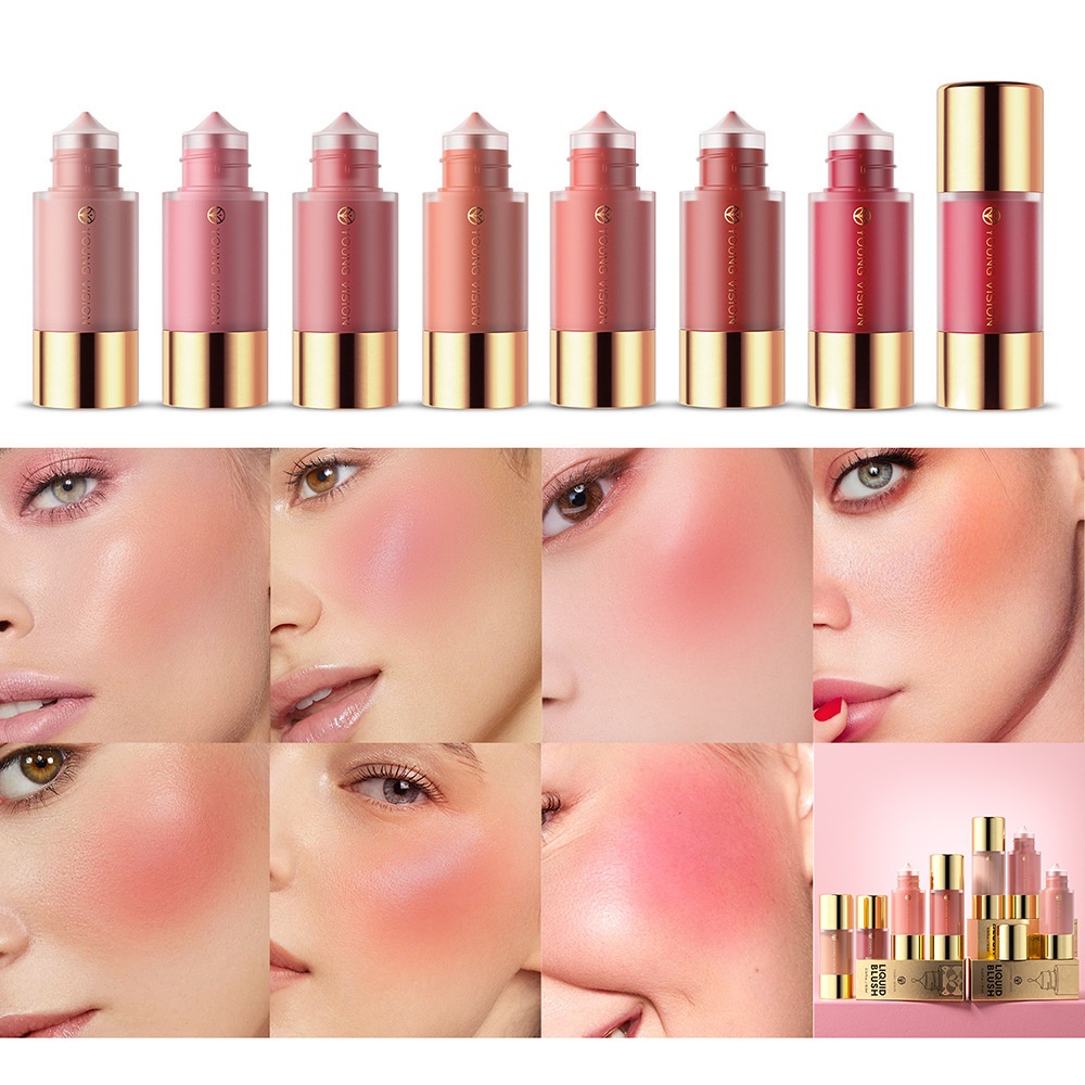 7 Color Dropper Liquid Powder Blusher Silky and Natural Brightening Powder Blusher