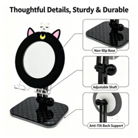 Support de téléphone portable antidérapant en acrylique, design chat, réglable multi-angles, portable, pour maquillage, bureau à domicile, études, OEM ODM, vente en gros