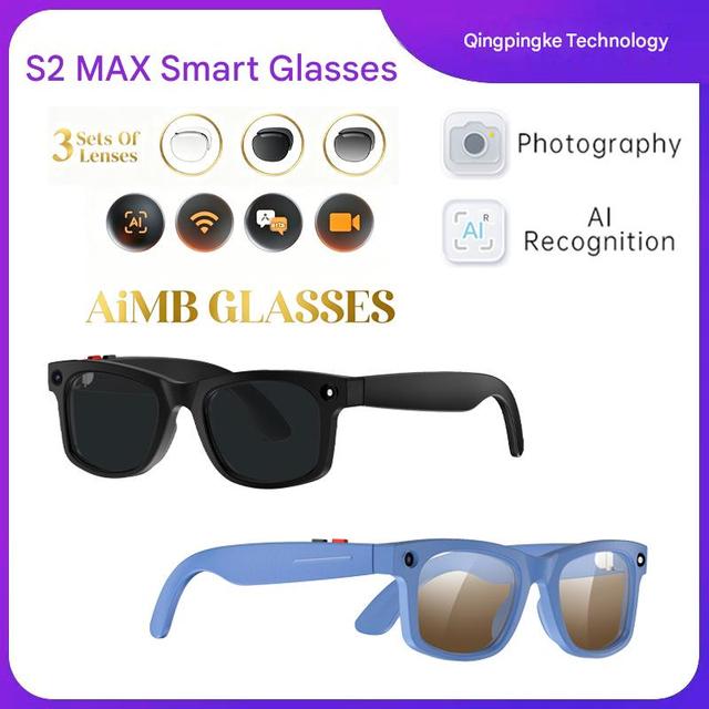 S2 Max Smart Glasses AI Real-Time Translation Video Recording Image Stabilization Audio Recording