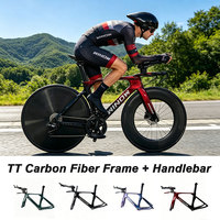 Cadre de vélo de triathlon en carbone Winowsports TT129 avec pédalier T47, support UDH, compatible 700*28C, pièces de cadre de vélo à transmission électronique avec restbar
