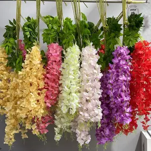DKB Grosir Bunga Wisteria Buatan Batang Panjang Menggantung Bunga Sutra untuk Pernikahan Dekorasi Dinding Bunga Rumah