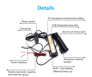 ไฟสีแดงสีเหลืองสีฟ้าสีส้มรถรถบรรทุก LED COB Strobe แฟลชกระพริบคำเตือนตะแกรงไฟ /Drl ฉุกเฉินขับรถแสงบาร์ - Product Image 5