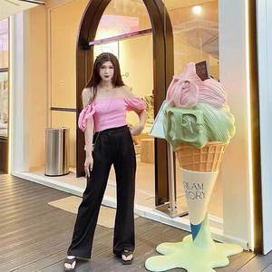 Scultura Decorativa a Forma di Cono <span class=keywords><strong>Gelato</strong></span> Gigante, Modello Ornamentale da Terra per Negozi di Tè al Latte e Punti di Check-in - Product Image 3