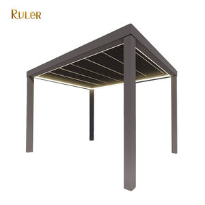 Pergola d'angle motorisée <span class=keywords><strong>en</strong></span> aluminium robuste 4x4 <span class=keywords><strong>4x6</strong></span> avec toit à lamelles <span class=keywords><strong>en</strong></span> aluminium pour extérieur - Product Image 6