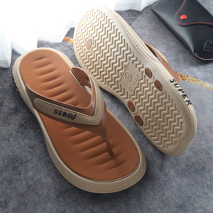 Wholesale New Summer Style Men's PVC Flip-Flops <strong>Slippers</strong> Soft Beach Casual Open Toe Shoes Black/White Printed for E-Commerce - Product Image 3