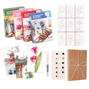 Livre <span class=keywords><strong>de</strong></span> peinture à l'<span class=keywords><strong>aquarelle</strong></span> en accordéon pour adultes-Journal <span class=keywords><strong>de</strong></span> coloriage et d'esquisse bricolage avec scènes florales et naturelles vibrantes et construction - Product Image 2