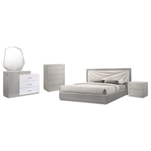 NOVA 11NAA023 Modern 5PCS Platform Modular <strong>Bedroom</strong> Set King <strong>Bedroom</strong> <strong>Unit</strong> in White &amp; Light Grey - Product Image 1