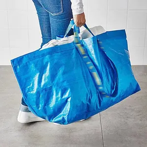 กระเป๋าช้อปปิ้งผ้าโพลีโพรพิลีน,ถุงผ้าทอ PP ลามิเนตความจุขนาดใหญ่พิเศษนำกลับมาใช้ใหม่ได้โลโก้แบบกำหนดเอง