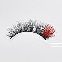 Cils en faux vison de haute qualité de 15 mm, colorés pour Halloween et Noël, décorés de paillettes, vente en gros