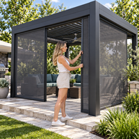 Pergola motorisée, gazebo, pavillon, toit rétractable en aluminium avec éclairage LED, extérieur, CE TUV, modèle NG-MP2026