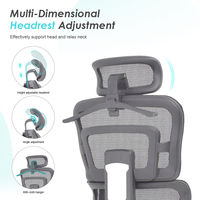 Fauteuil de bureau ergonomique à dossier haut avec support lombaire, en maille, réglable, avec repose-pieds