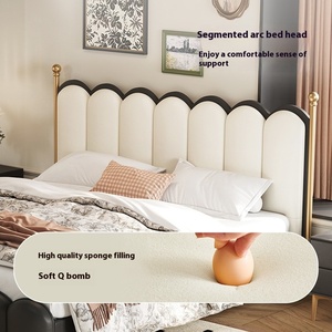 <span class=keywords><strong>Letto</strong></span> <span class=keywords><strong>matrimoniale</strong></span> color crema di lusso stile francese stile retrò moderno Wave Ripple Design High-End suggestivo <span class=keywords><strong>letto</strong></span> in pelle imbottito in legno - Product Image 3