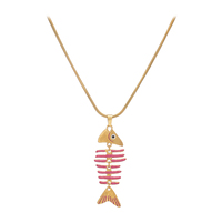 Collier Y2K Punk avec pendentif émail en forme d'arête de poisson, en acier inoxydable étanche plaqué or 18 carats, chaîne serpent, style gothique streetwear, vente en gros