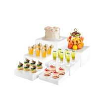 Présentoirs à Aliments en Acrylique Blanc pour Buffet, Supports de Présentation Alimentaire, Boîtes à Desserts Empilables en Forme de Cube pour Mariages et Fêtes
