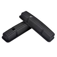 Pour Chevrolet SBC, couvercles de soupapes courts en aluminium moulé noir à ailettes, 1958-86, fixation par boulons périphériques, 283 302 305 327 350 400, bouchon de remplissage d'huile, joints