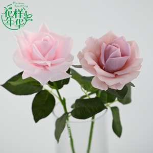 Rosa de Seda Rosa Hidratante de Tacto Real, 65cm, Tallo Único, Borde Enrollado, Flor Artificial para Arco de Boda, Decoración de Estantes, Caja de Regalo - Product Image 1
