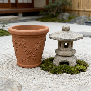Maceta de Resina con Diseño de Enredaderas en Color Rojo, Pintada a Mano, Estilo Americano Campestre, para Jardín o Paisaje - Product Image 2