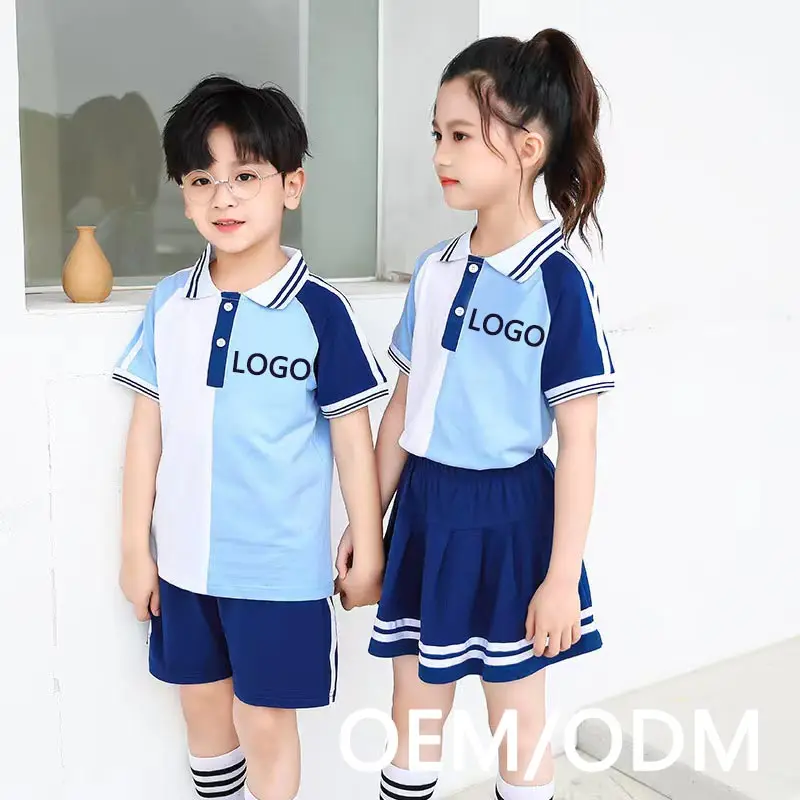 Seragam Olahraga Sekolah Modern TK Dibuat Sesuai Pesanan Seragam Sekolah dan Pakaian Olahraga Desain Polo Berwarna untuk Anak Laki-laki dan Perempuan