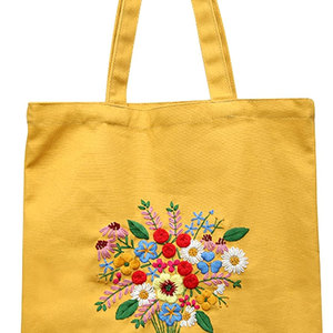 Sac fourre-tout écologique brodé à la main pour femmes, sac fourre-tout en toile fleuri fait main, 100% personnalisé, broderie à la main, nouveau design, sur mesure - Product Image 4