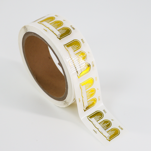 Permanent Adhesive Oil Proof <b>Clear</b> PET Transparent Label Roll Custom Hot Stamping Gold Foil Sticker for Food Candle - Product Image 1