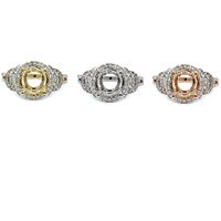 Livraison rapide Noël meilleure qualité 14k solide or blanc diamant naturel forme ronde haute polonais Semi montage anneau pour femme