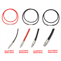 Cordon en cuir noir de 40-80 cm, 1-3 mm, cordon ciré, chaîne en dentelle avec fermoir rotatif en acier inoxydable pour colliers et bijoux DIY
