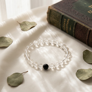 Pulsera de Cuarzo Transparente Natural con Cuentas de Obsidiana Negra, Cristal Curativo, Joyería para Mujer, Regalo - Product Image 6