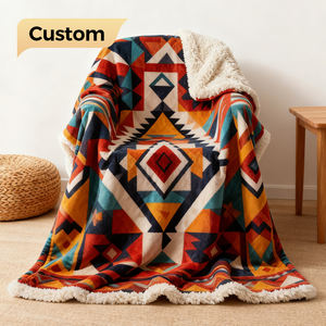 Couverture en microfibre suédée à double face imprimée avec un motif de luxe rapide et personnalisé, sans sable, en sherpa polaire - Product Image 1