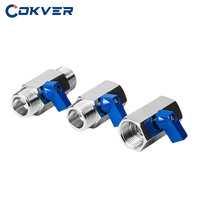 Vanne à boisseau sphérique manuelle COKVER Mini SS304 en acier inoxydable, filetage femelle/mâle, 1/4 pouce, pour eau haute température