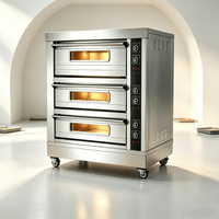 Nouveau four électrique commercial robuste à 3 niveaux et 9 plateaux en acier inoxydable avec fenêtre d'observation pour la pâtisserie professionnelle