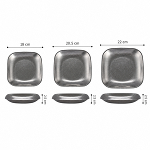 Piatti Quadrati per Dessert in Acciaio Inox, Vassoio per Antipasti, Piatto Retrò Argentato per Bistecche, per Caffè, Ristoranti e Catering - Product Image 2