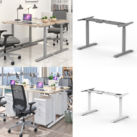 Bureau Informatique Électrique à Hauteur Réglable, Poste de Travail Assis-Debout avec Double Moteur, Cadre de Table Électrique