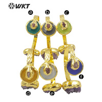 WKT-B584 classique de luxe 18k véritable or plaqué à la main Bracelet irrégulier améthyste Bracelet et très beaux bijoux en pierre