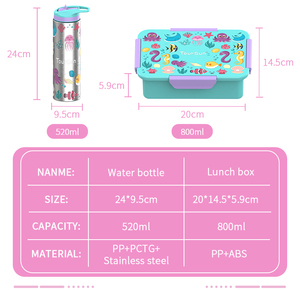 Ensemble de boîtes à lunch bento en plastique sans BPA, mignonnes, pour enfants, avec gourde en acier inoxydable - Product Image 5