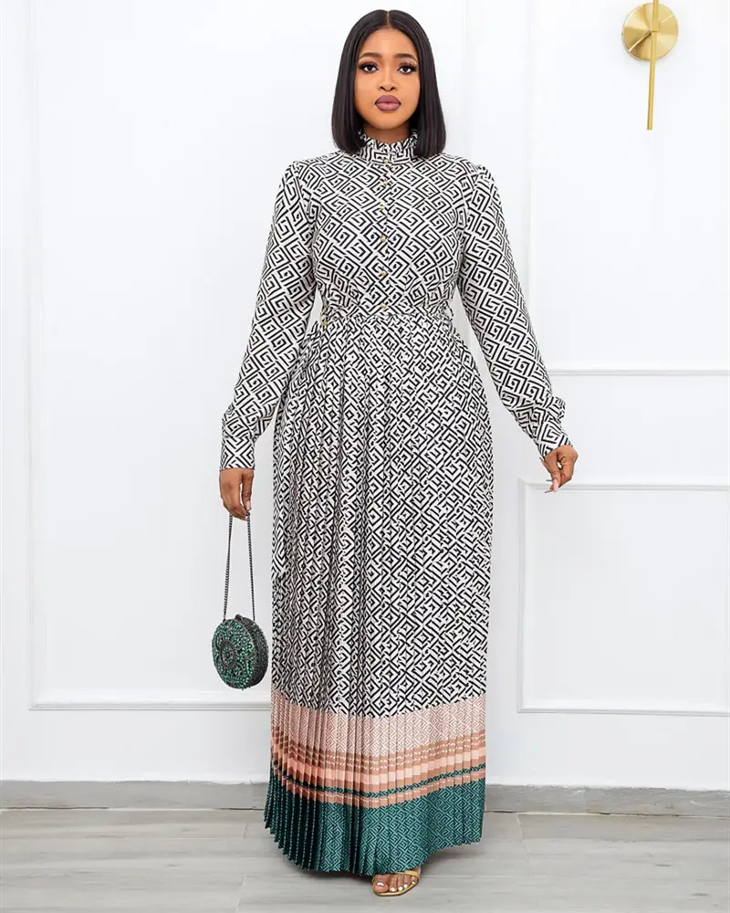 Wholesale Fashionable Printing Muslim Dress Long Skirt High-grade 3D Embroidery Female Wears Dress